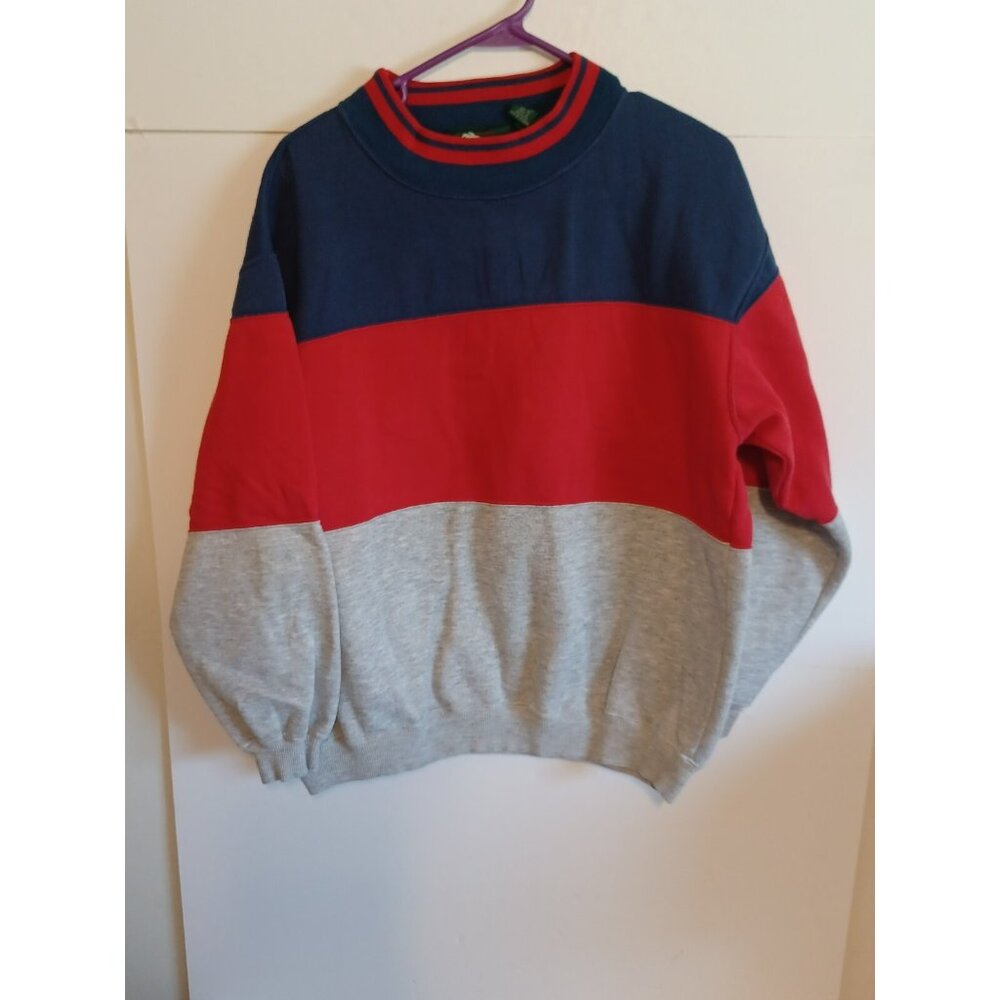 Vtg 90s colorblock steeple chase Sweatshirt Blue Red Gray Size XL